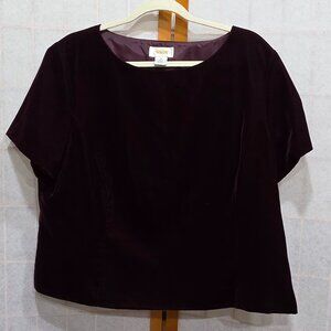 NWT Burgandy/Merlot Velvety Short Sleeve Shirt from Talbots size 18